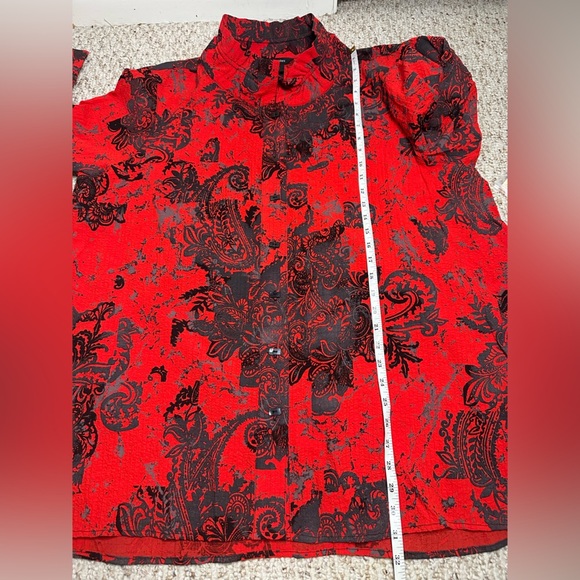 Ali Miles 3/4 Sleeve Paisley Print Button Front Tunic Top size 2X New with tag - Picture 7 of 8